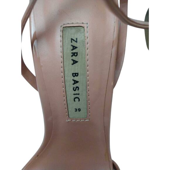 Zara Womens  Pink  Ankle Strap Sandals Heels Sz 8 - Picture 9 of 11